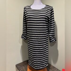 Merona Ladies Black and Gray Striped Dress.  Size Medium.